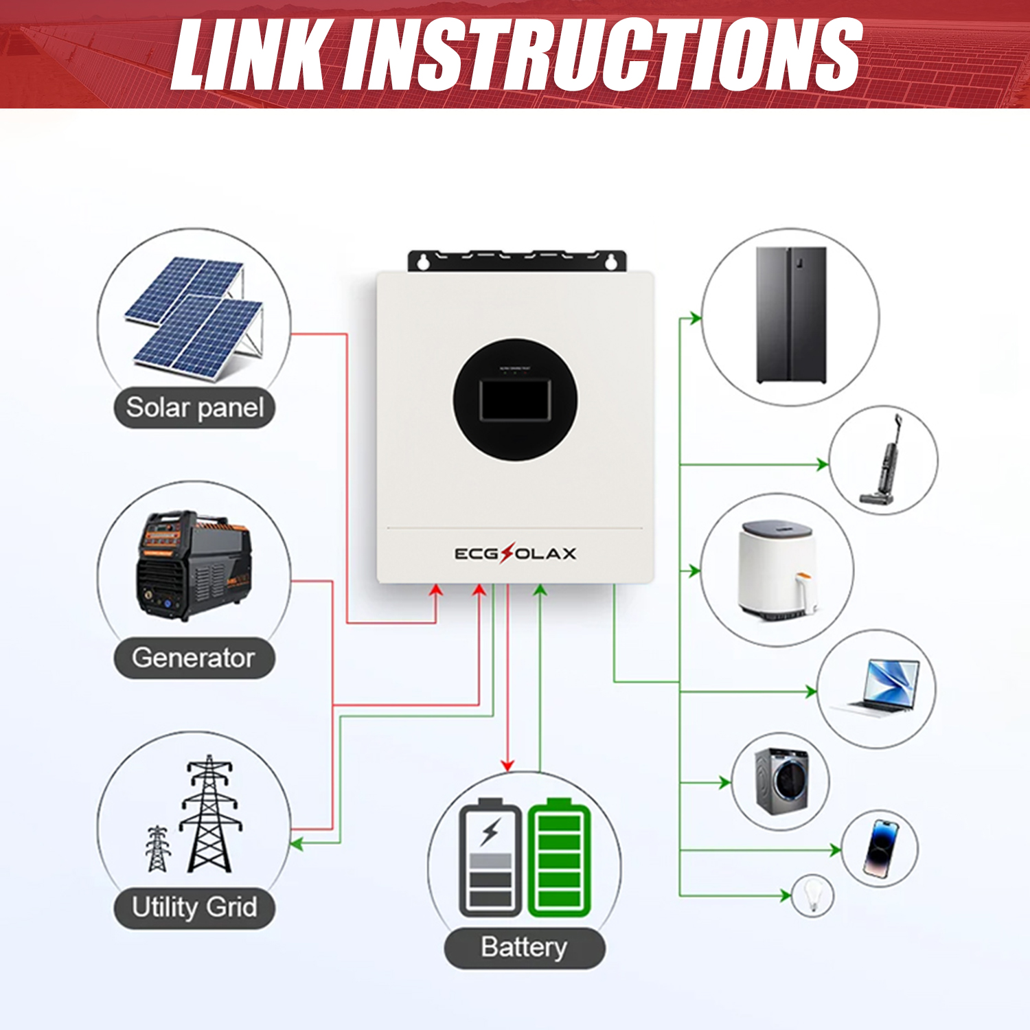 ECGSOLAX 7KW Hybrid Solar Inve - Drone Solar Charger ulasan dan harga