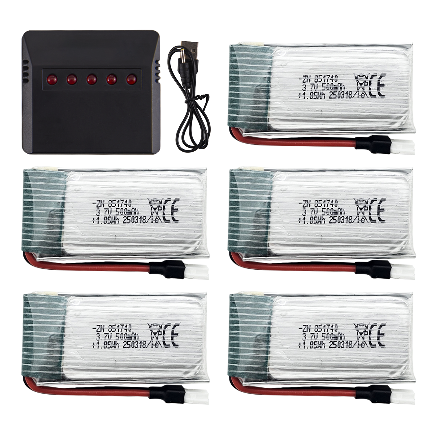 5Pcs 3.7V 500mAh LiPo Batterie - Drone Battery Adapter ulasan dan harga